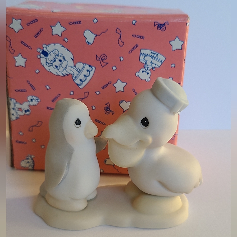 Vintage Precious Moments Pelican Penguin Winter Porcelain Collectible Figurine